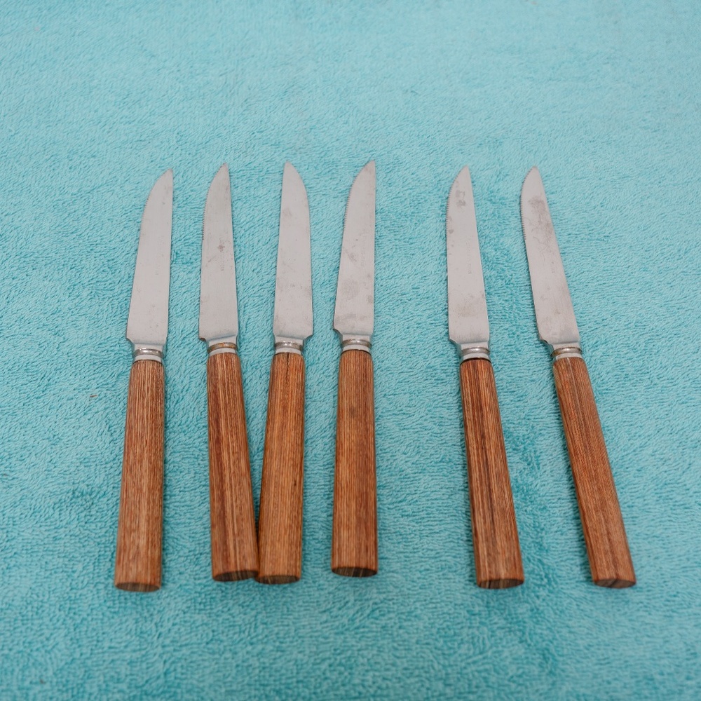 Set of vintage wood handled knives